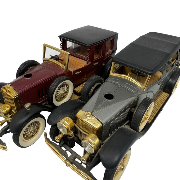 Vintage Rolls-Royce Silver Ghost and 1930 Sedan Model Car Set Decorative Fair